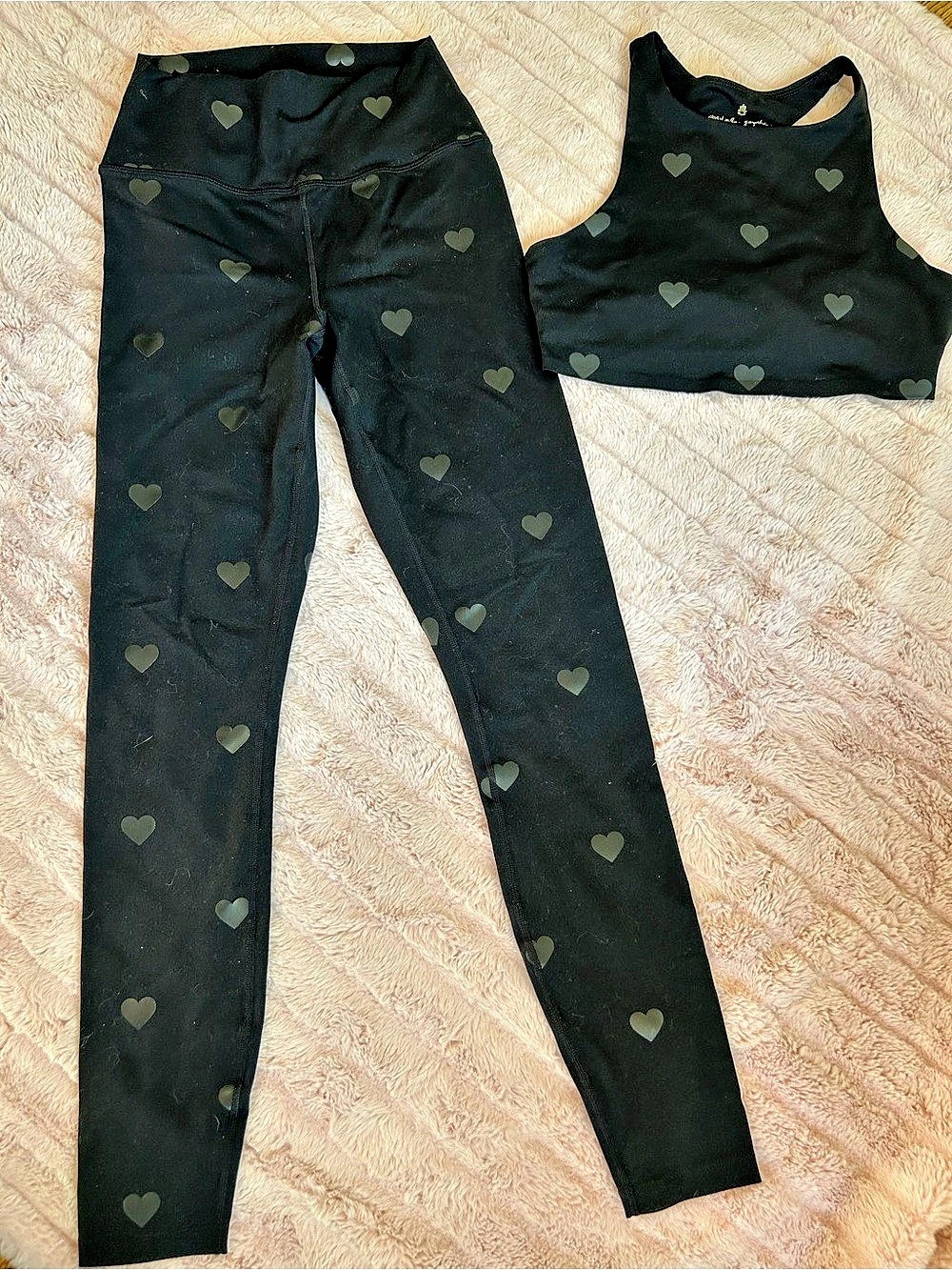 Spiritual Gangster Heart Print Activewear Set Black XS
